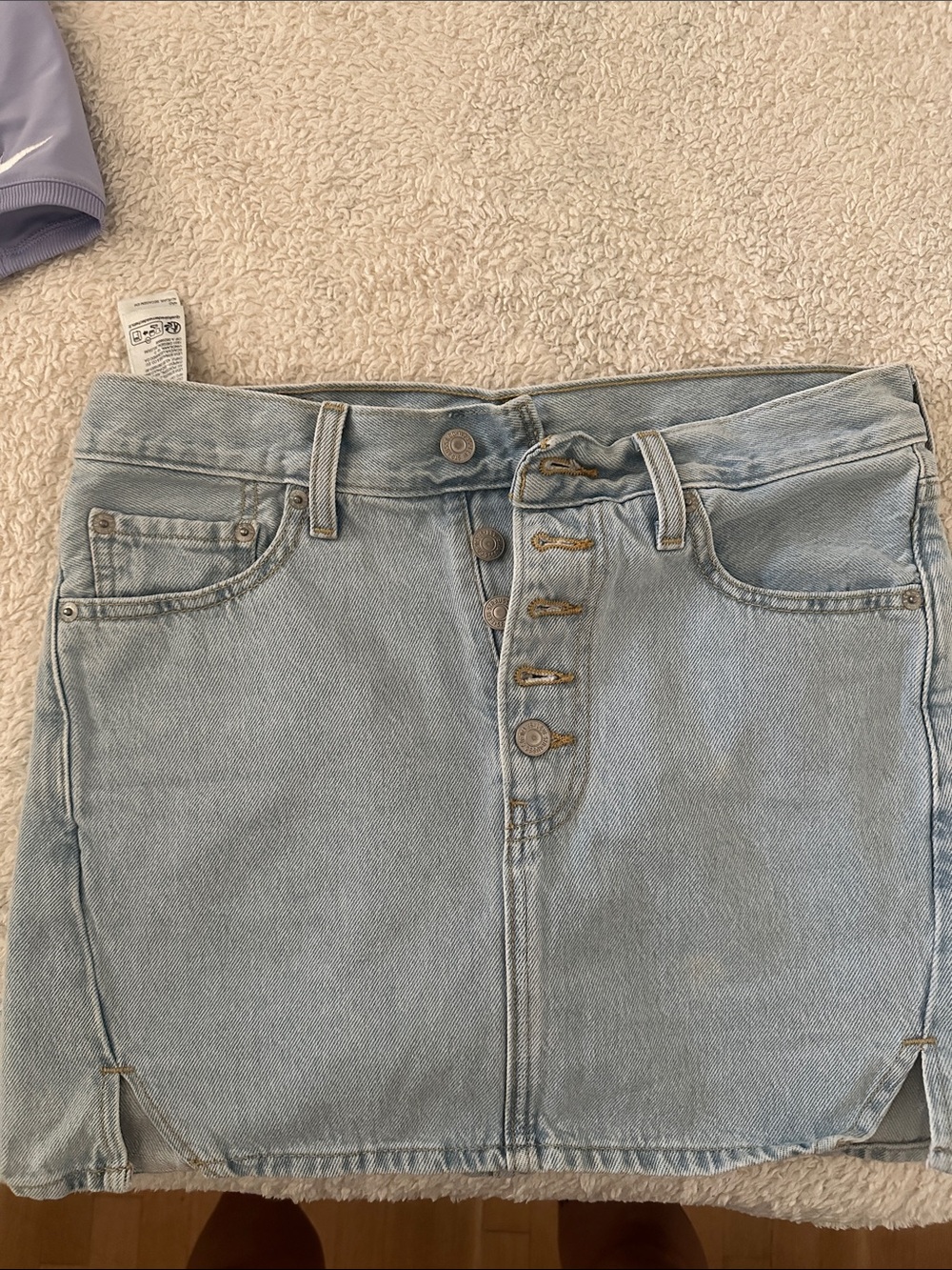 Levi's Light Blue High-Rise Denim Mini Skirt with Button Front